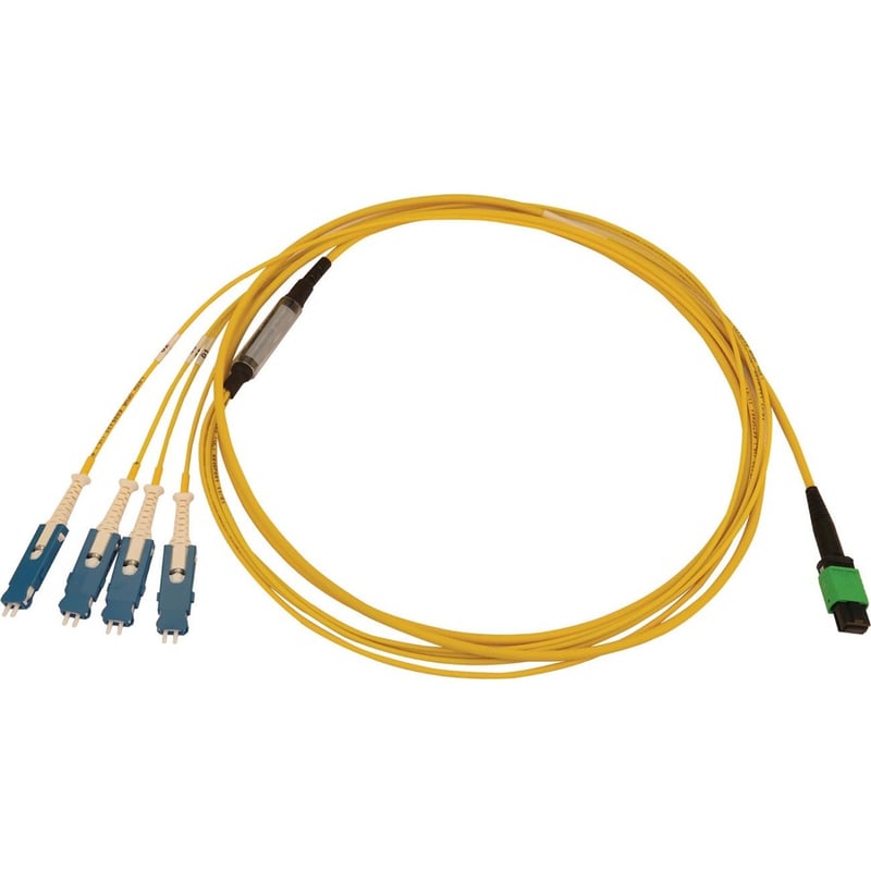 Eaton Tripp Lite Series 40/100/400G Singlemode 9/125 OS2 Breakout Fiber Optic Cable (12F MTP/MPO-APC to 4x Duplex SN-UPC F/M), LSZH, Yellow, 2 m (6.6 ft.)