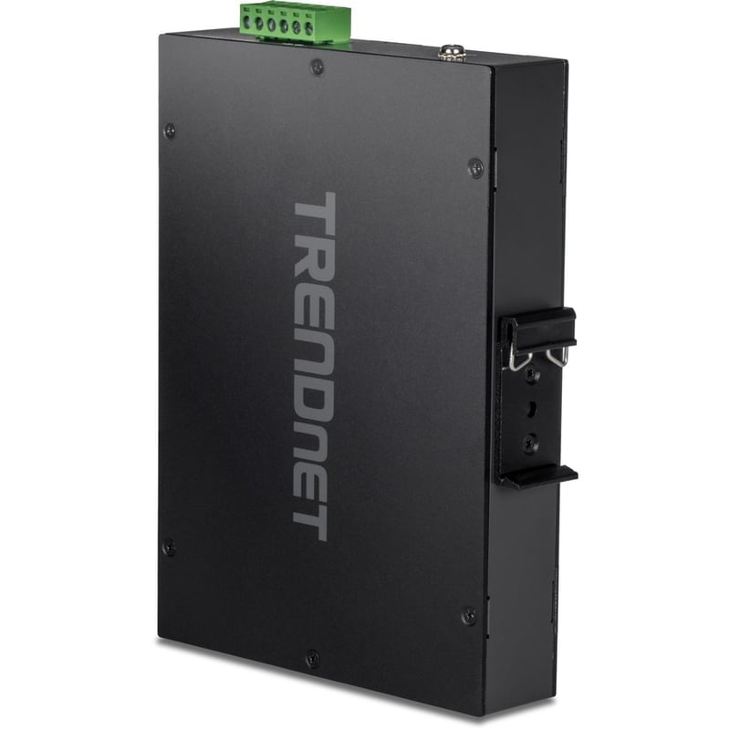 TRENDnet 5-Port Industrial Gigabit PoE+ Switch, Wide Temperature Range -20 - 65C (-4 - 149F), DIN-Rail Switch, 50-55V DC, 4 x Gigabit PoE+ Ports, 1 x Gigabit SFP Slot, TI-PGM541, Black - Thumbnail 2