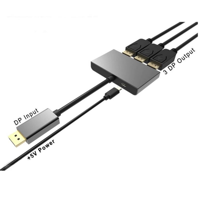 4XEM 3-Port DisplayPort to DisplayPort 8K Dual 4K Multi-Monitor Hub - Thumbnail 2