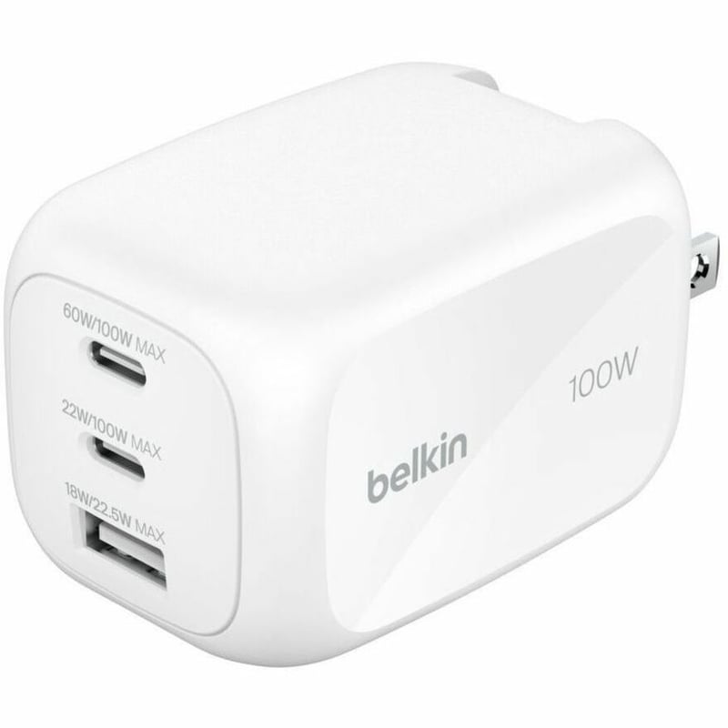 100W 3PORT GAN WALL CHARGER (BUILT-IN US PLUG) - Thumbnail 1