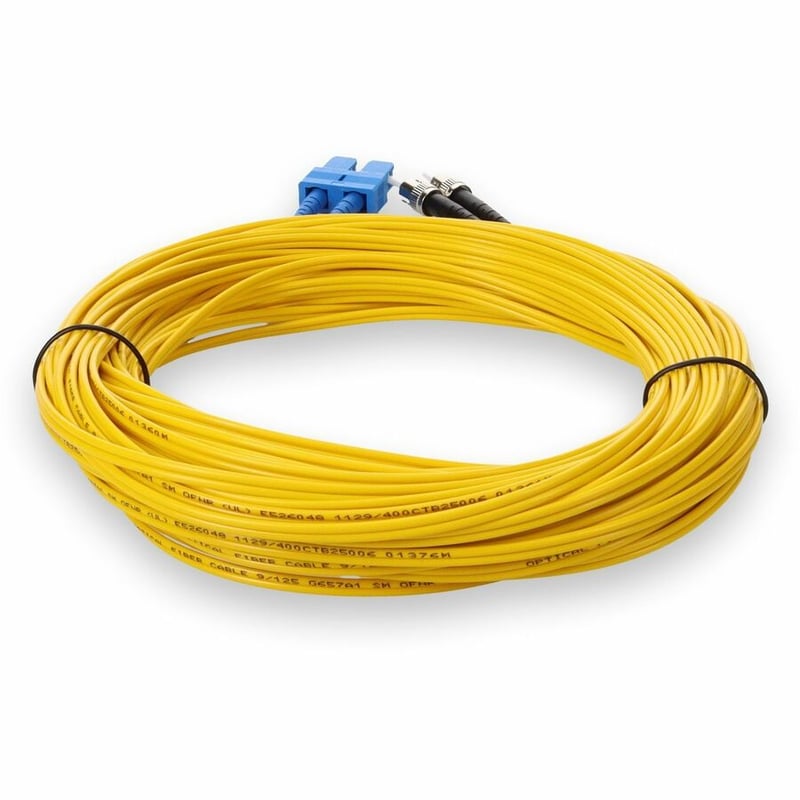 AddOn 30m ST to SC Yellow OS2 Duplex OFNR (Riser-Rated) SMF Fiber Patch Cable - Thumbnail 4