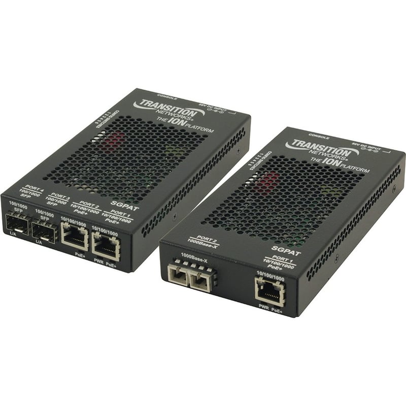 Stand-alone Fast & Gigabit Ethernet PoE / PoE+ Media Converter 10/100/1000Base-T PoE+ PSE to 1000Base-X - Thumbnail 1