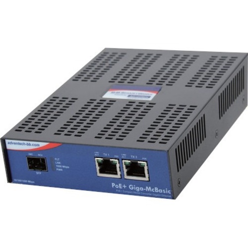 Advantech 10/100/1000Mbps PoE+ Media Converter - Thumbnail 1