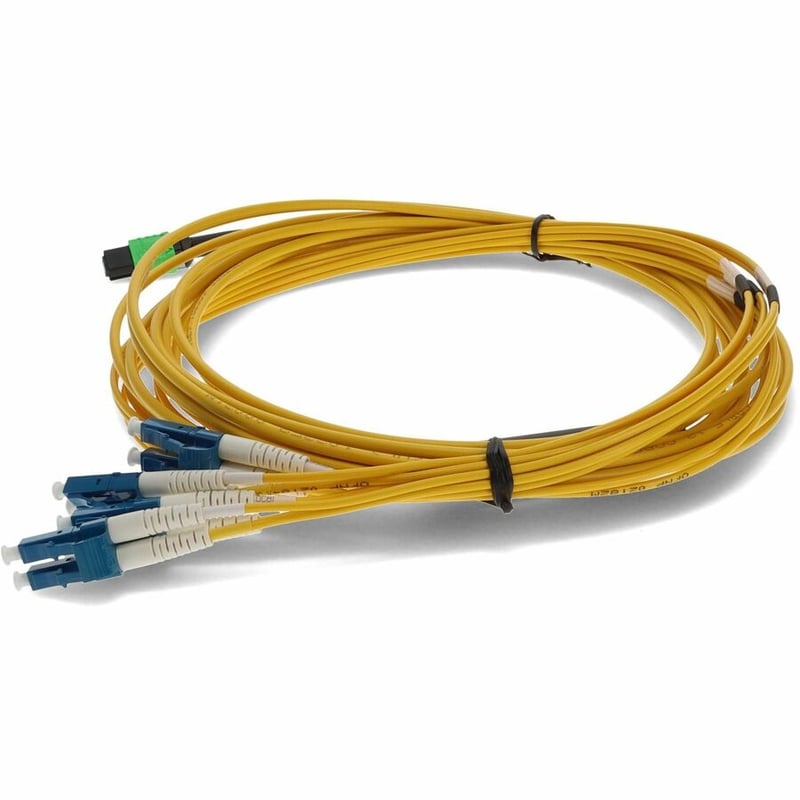 AddOn 10m MPO/APC to 4xLC/UPC Duplex Yellow OS2 OFNP (Plenum-Rated) 8-Strand SMF Fiber Fanout Cable - Thumbnail 2