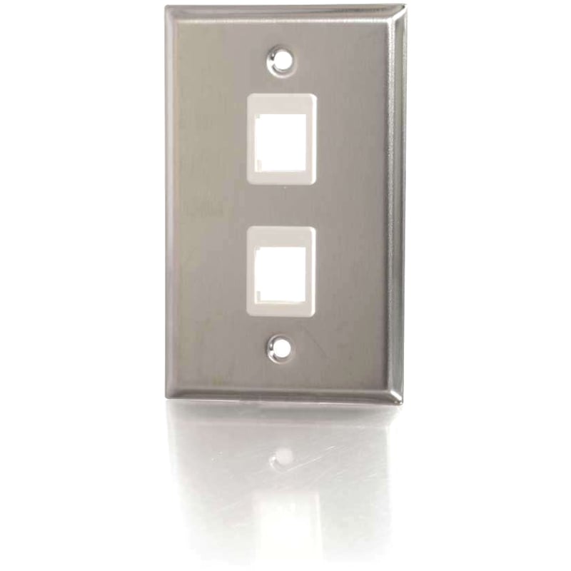 C2G 2-Port Single Gang Multimedia Keystone Wall Plate - Stainless Steel - Thumbnail 2