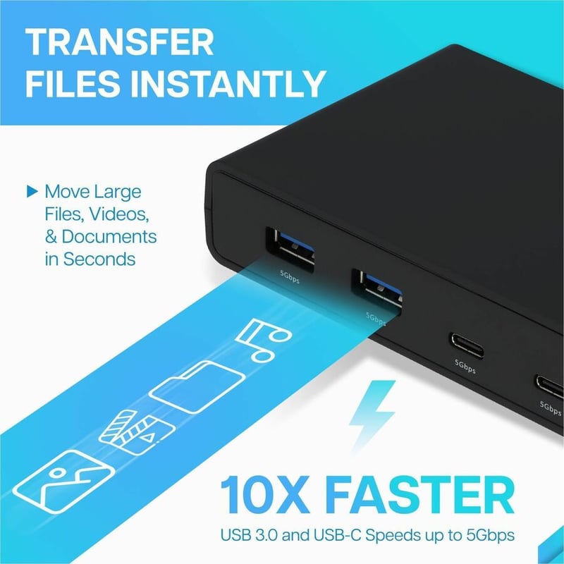 VisionTek VT4510 USB 3.0 & USB-C Dual Display 4K 100W Power Delivery Docking Station