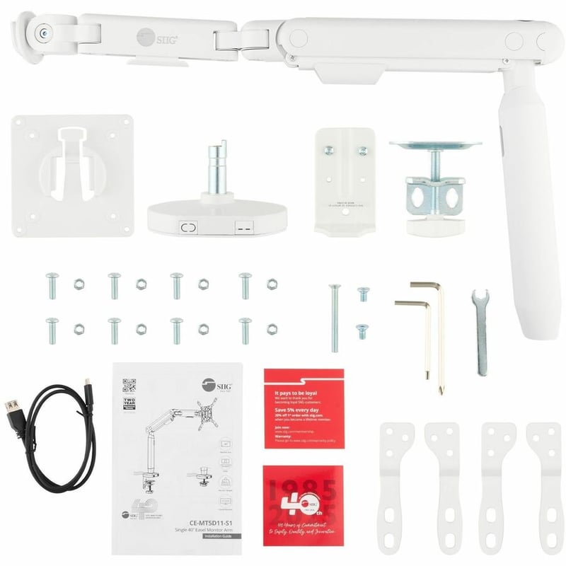 SINGLE 40 INCH EASEL MONITOR ARM-WHITE - Thumbnail 3