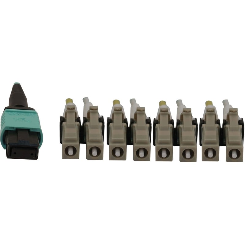Eaton Tripp Lite Series 40/100/400G Multimode 50/125 OM3 Fiber Optic Cable (12F MTP/MPO-PC to 4x Duplex LC/PC F/M), LSZH, Aqua, 5 m (16.4 ft.) - Thumbnail 5