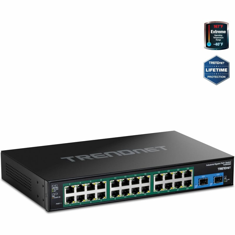TRENDnet 26-Port Hardened Industrial Gigabit PoE+ Rackmount Switch - Thumbnail 1