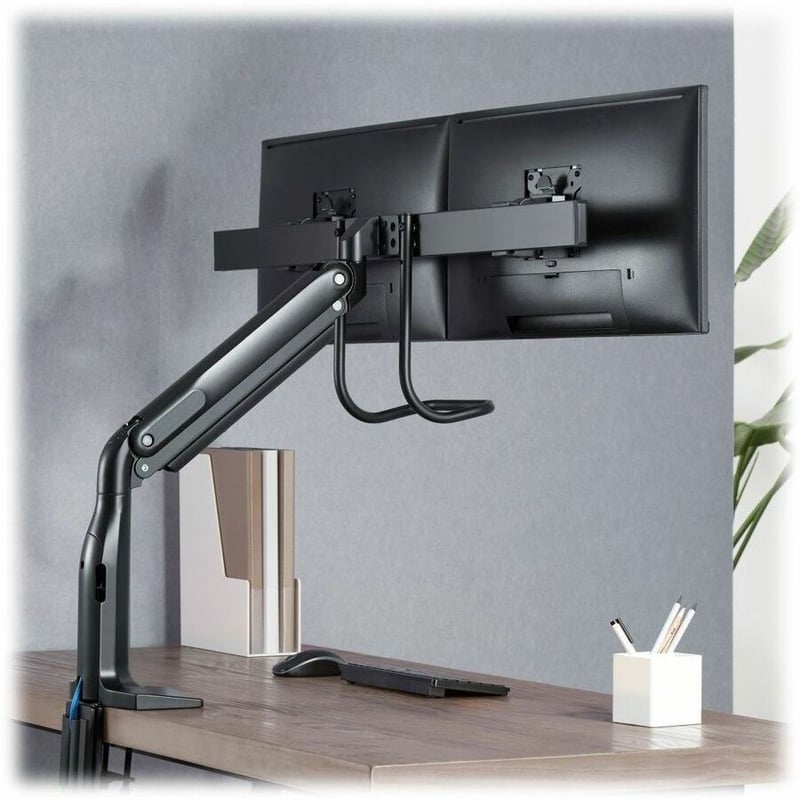 Tripp Lite by Eaton Safe-IT Precision-Placement Dual-Display Desk Clamp or Grommet with Antimicrobial Tape for 17" to 35" Displays, USB Ports - Thumbnail 2
