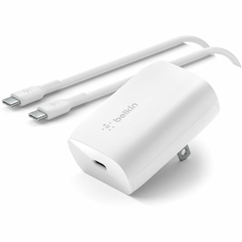 Belkin 30W USB-C PD 3.0 PPS Wall Charger + 3.3ft USB-C to USB-C Cable - Fast Charging - White - Thumbnail 4