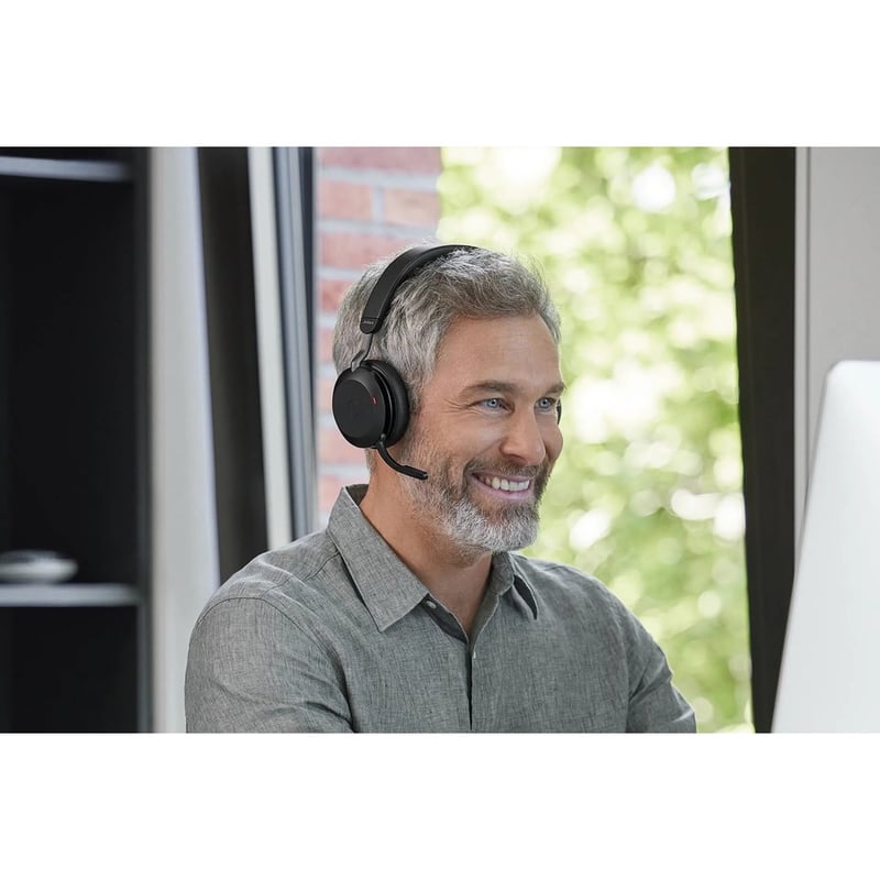 Jabra Evolve2 75 Wireless On-ear Stereo Headset - USB-C - For MS Teams - Black - Binaural - Ear-cup - 3000 cm - Bluetooth - 20 Hz to 20 kHz - MEMS Technology Microphone - Noise Cancelling - Thumbnail 4