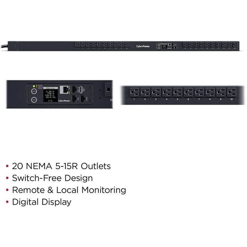 CYBERPOWER PDU31116 PDU 100-120V/15A 20 OUTLETS 0U RM - Thumbnail 2