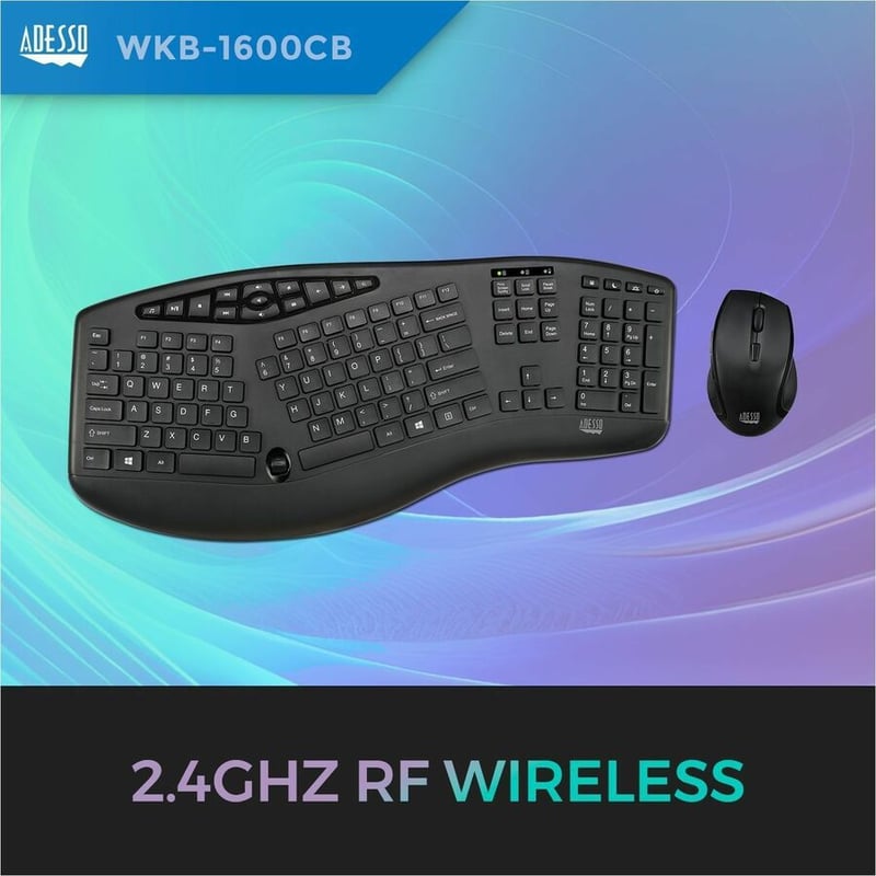 Adesso TruForm Wireless Ergonomic Keyboard And Optical Mouse