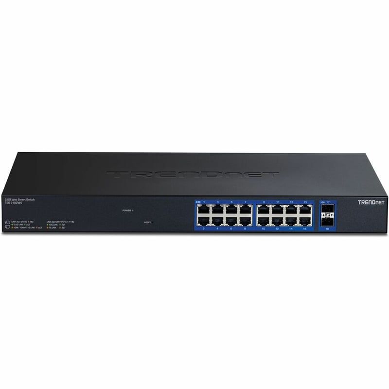 TRENDnet 18-Port Multi-Gig Web Smart Switch, TEG-3182WS, 16 x 2.5Gb Ports, 2 x 10Gb SFP+ Ports, NDAA TAA Compliant, Lifetime Protection, Remote Cloud Management, Black - Thumbnail 3