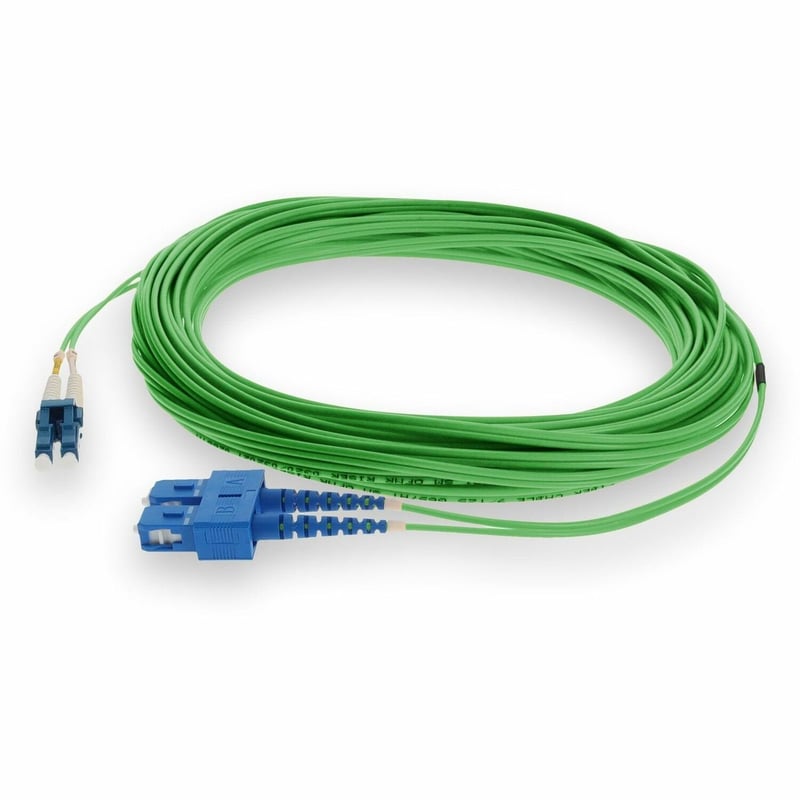 AddOn 30m SC to LC Green OS2 Duplex OFNR (Riser-Rated) SMF Fiber Patch Cable - Thumbnail 1