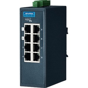 Advantech 8 Port Entry-level Managed Switch Support Modbus/TCP w/wide Temp - Thumbnail 1