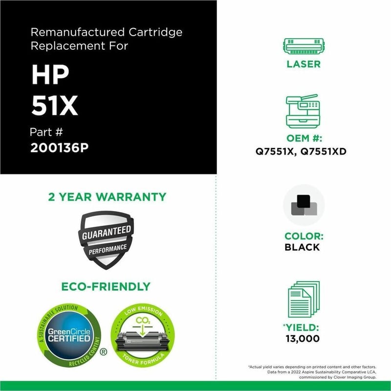 Clover Imaging Remanufactured High Yield Toner Cartridge for HP 51X (Q7551X) - Thumbnail 3