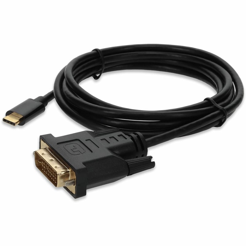 AddOn 6ft USB-C 3.1 to DVI-D Dual Link (24+1 pin) Male to Male Black Cable - Thumbnail 1