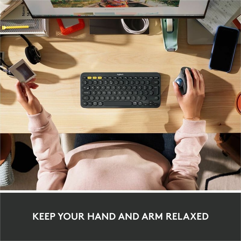 Logitech ERGO M575 Wireless Trackball Mouse - Easy thumb control, precision and smooth tracking, ergonomic comfort design, for Windows, PC and Mac with Bluetooth and USB capabilities (Black) - Thumbnail 5