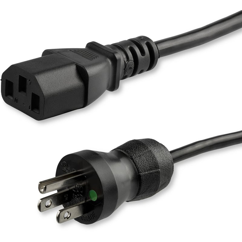 StarTech.com 15ft (4.5m) Hospital Grade Power Cord, 18AWG, NEMA 5-15P to C13, 10A 125V, Green Dot Medical Power Cable, Monitor Power Cable - Thumbnail 1