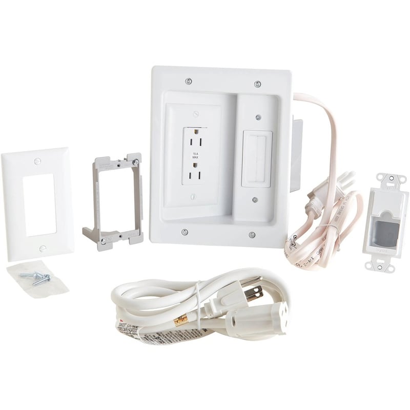 Sanus In-Wall TV Power and Cable Management Kit - White - Thumbnail 5