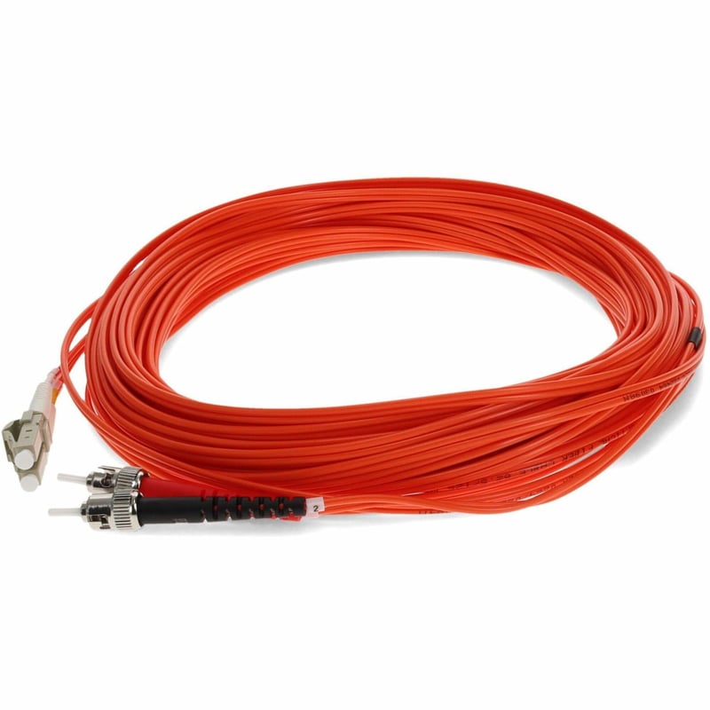 AddOn 11m ST to LC Orange OM1 Duplex OFNR (Riser-Rated) MMF Fiber Patch Cable - Thumbnail 1