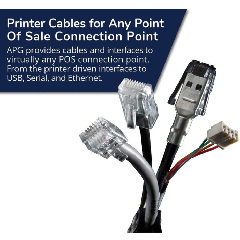apg Printer Interface Cable | CD-101A-10 Cable for Cash Drawer to Printer | 1 x RJ-12 Male - 1 x RJ-45 Male | Connects to EPSON and Star Printers | 10' Length - Thumbnail 2