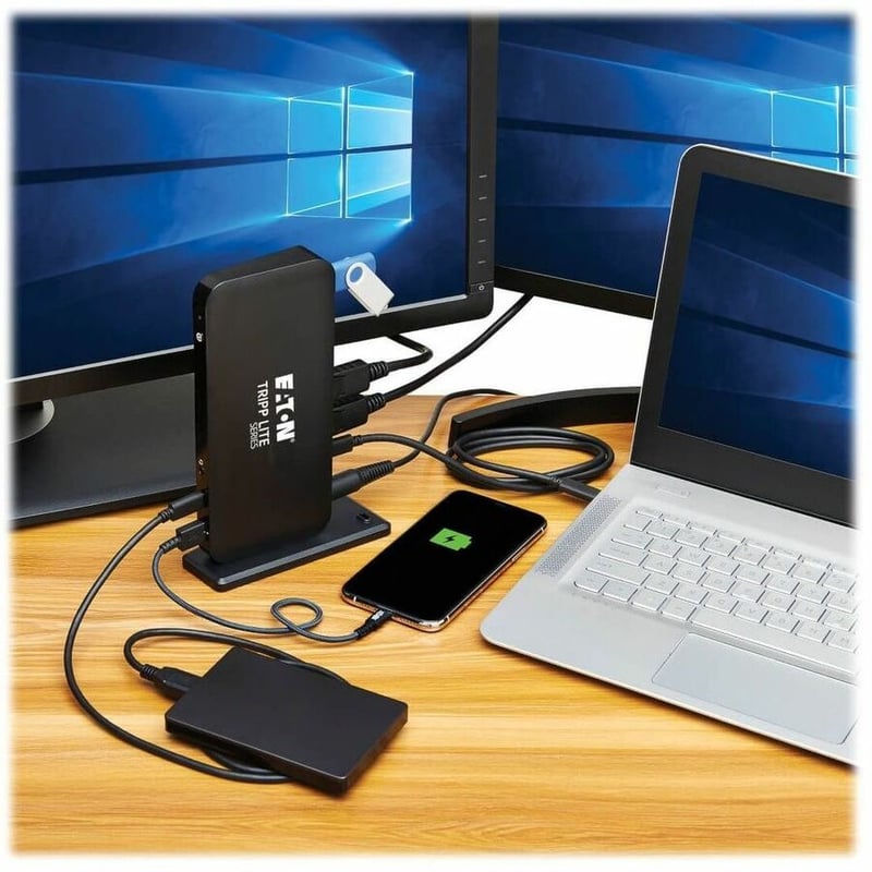 Tripp Lite by Eaton USB-C Dock Triple Display - 4K 60 Hz HDMI/DisplayPort USB 3.x Gen 2 (10Gbps) USB-A/USB-C Hub GbE 85W PD Charging Black