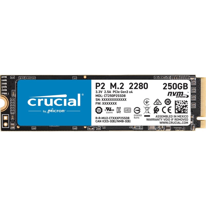 CRUCIAL 250GB CRUCIAL P2 SSD 3D NAND NVME PCIE M.2 2400MB/S - Thumbnail 1