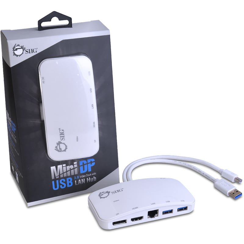 SIIG Mini-DP Video Dock with USB 3.0 LAN Hub - White - Thumbnail 4