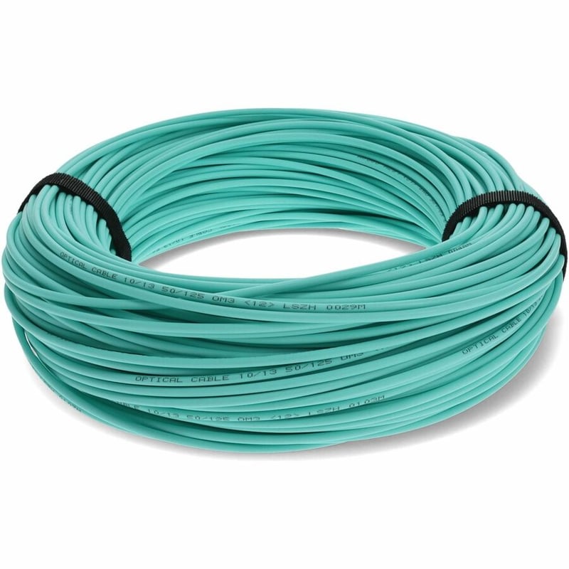 AddOn 65m MPO/UPC to MPO/UPC Aqua OM4 OFNR (Riser-Rated) 12-Strand Fiber Patch Cable - Thumbnail 4