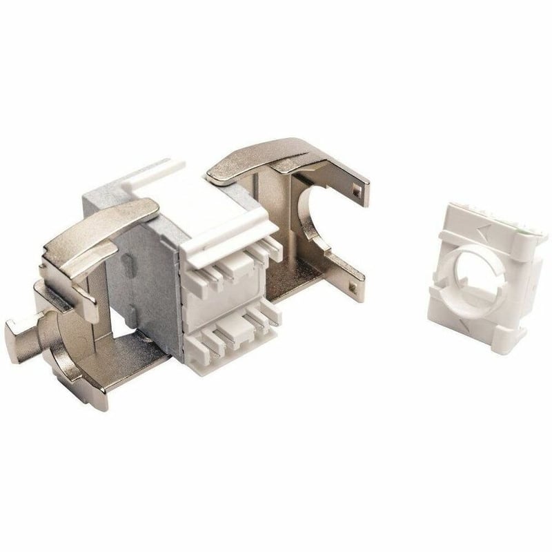 Tripp Lite by Eaton Cat6a Keystone Jack with Dust Shutter, 180-Degree Toolless - Silver - 1 x RJ-45 Female - Thumbnail 3