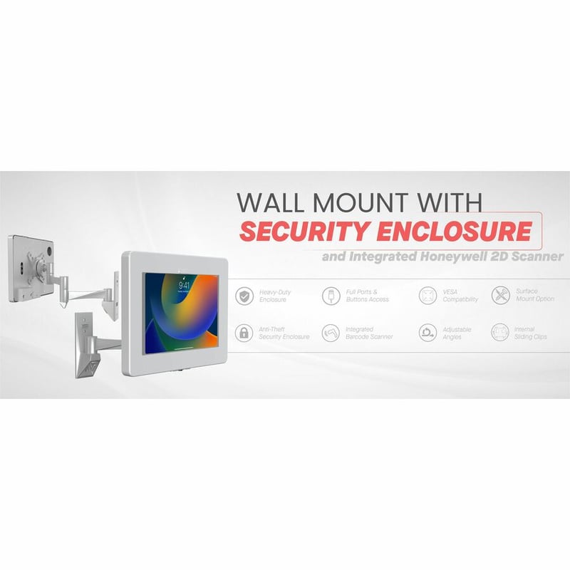 CTA Digital Wall Mount for Bar Code Scanner, iPad Air, iPad Pro, iPad Pro 11, Tablet - White - Landscape/Portrait - Thumbnail 3