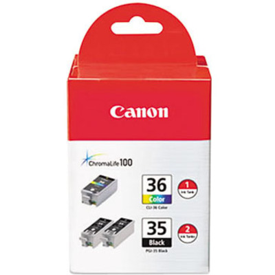 Canon CLI-36/PGi-35 Standard Yield Inkjet Ink Cartridge - Black, Color - 3 / Pack - Thumbnail 2