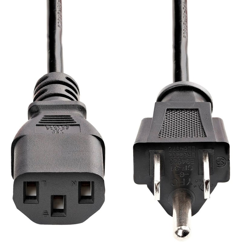 StarTech.com 12ft (3.6m) Computer Power Cord, NEMA 5-15P to C13, 10A 125V 18AWG, Black Replacement AC PC Power Cord TV/Monitor Power Cable - Thumbnail 3
