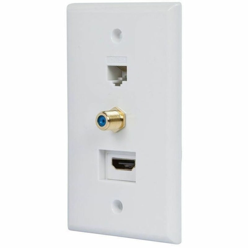 MONOPRICE RECESSED HDMI WALL PLATE_ WITH 1 HDMI F/F ADAPTER_ 1RJ45 CAT5E COUPLER - Thumbnail 1