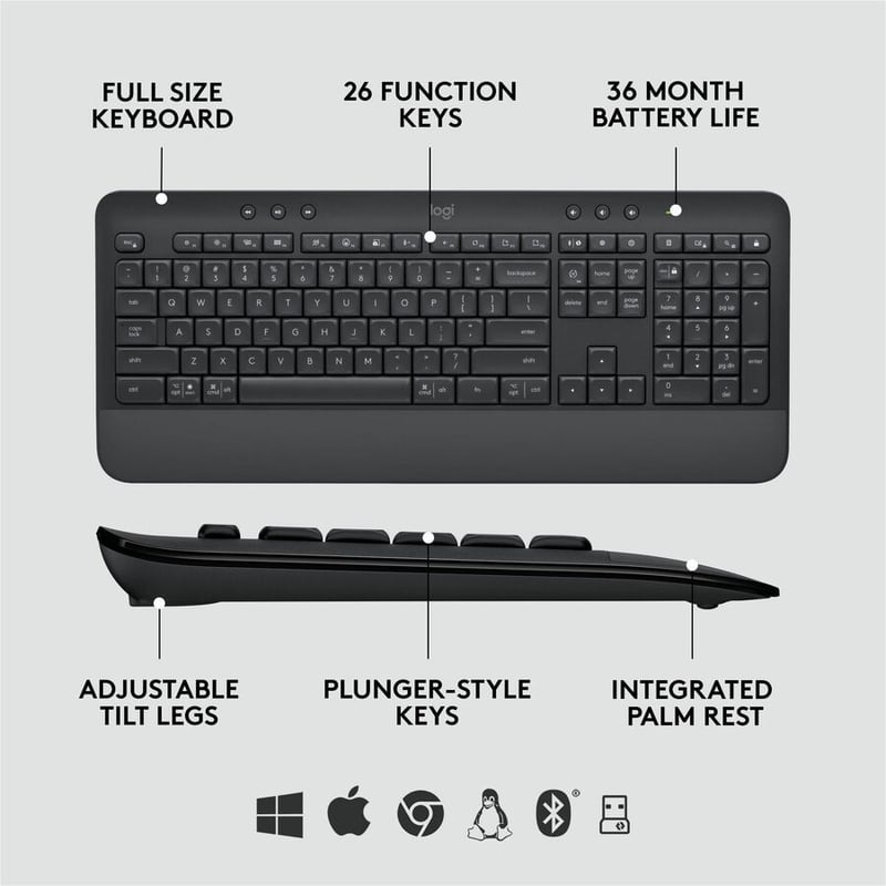 Logitech Signature MK650 Combo for Business Wireless Mouse and Keyboard Combo - Thumbnail 3