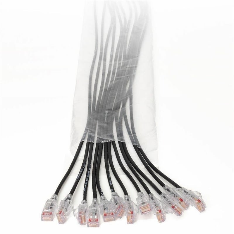 Ortronics EZ Patch Flat Pack Reduced Diameter CAT6A 5ft, 12 Pack, Black - Thumbnail 1