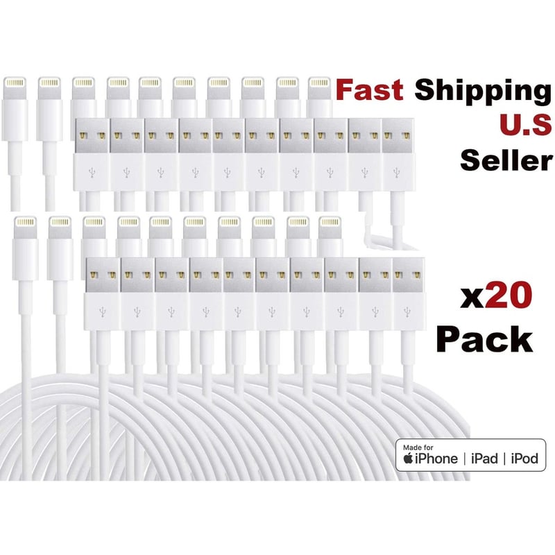 4XEM 20 Pack 3ft 1m Lightning Cable Compatible with Apple iPhone/iPad/iPod - MFi Certified - Thumbnail 2