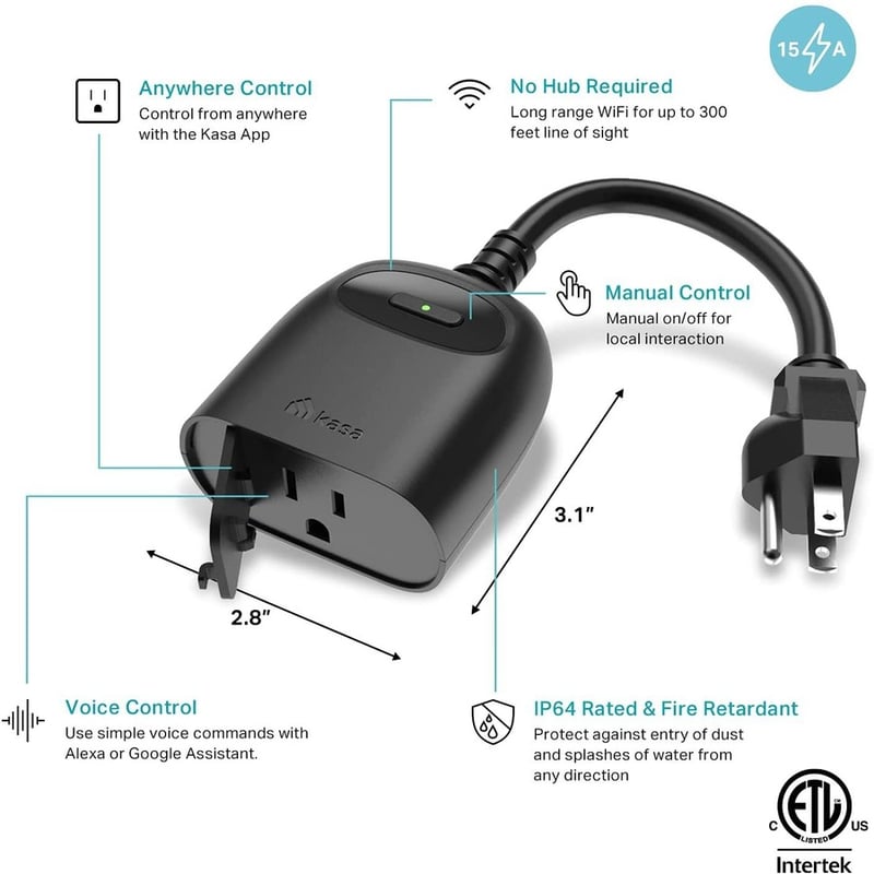 TP-Link Kasa Smart KP401 - Kasa Outdoor Smart Plug - Thumbnail 2