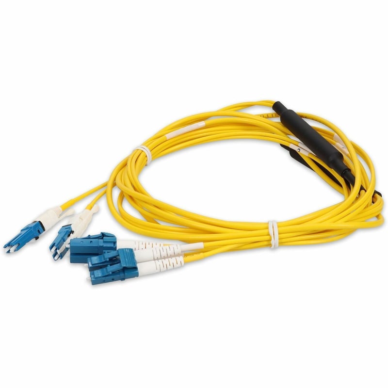 AddOn 3m 2xCS to 2xLC Yellow OS2 Quadplex OFNR (Riser-Rated) SMF Fiber Patch Cable - Thumbnail 1
