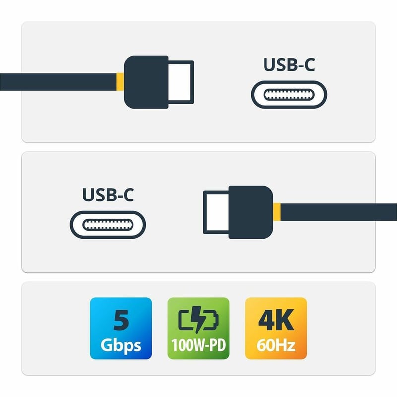 StarTech.com 6ft 2m USB C Cable, High Quality USB-C Cable, USB 3.0 (5Gbps) Type-C Cable, 5A/100W PD, DP Alt Mode, USB C Cord - Thumbnail 2