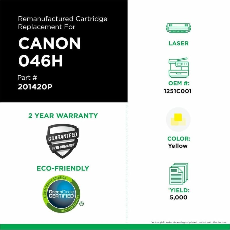 Clover Imaging Remanufactured High Yield Yellow Toner Cartridge for Canon 046H (1251C001) - Thumbnail 3