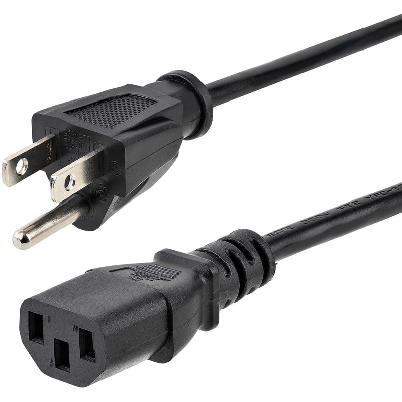 StarTech.com 3ft (1m) Heavy Duty Power Cord, NEMA 5-15P to C13, 15A 125V, 14AWG, Replacement AC Computer Power Cord, PC Power Supply Cable - Thumbnail 1