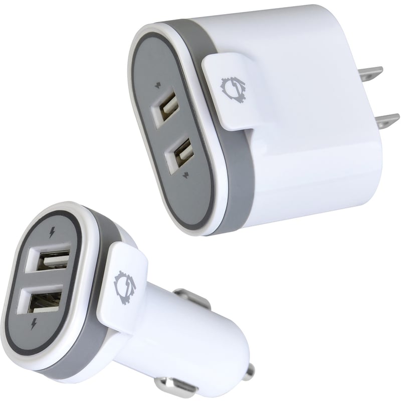 SIIG Fast Charging USB Wall Charger & Car Charger Bundle Pack - White - Thumbnail 2
