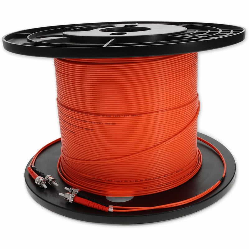 AddOn 65m ST to ST Orange OM1 Duplex OFNR (Riser-Rated) MMF Fiber Patch Cable - Thumbnail 1