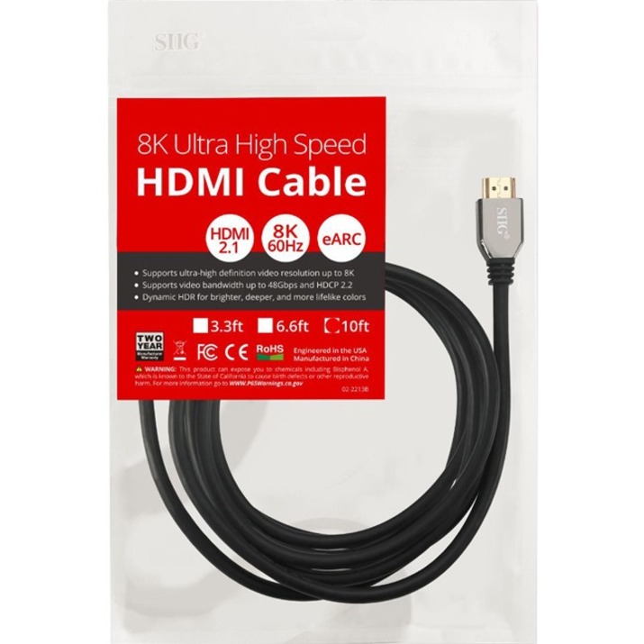 SIIG 8K Ultra High Speed HDMI Cable - 10ft - Thumbnail 2