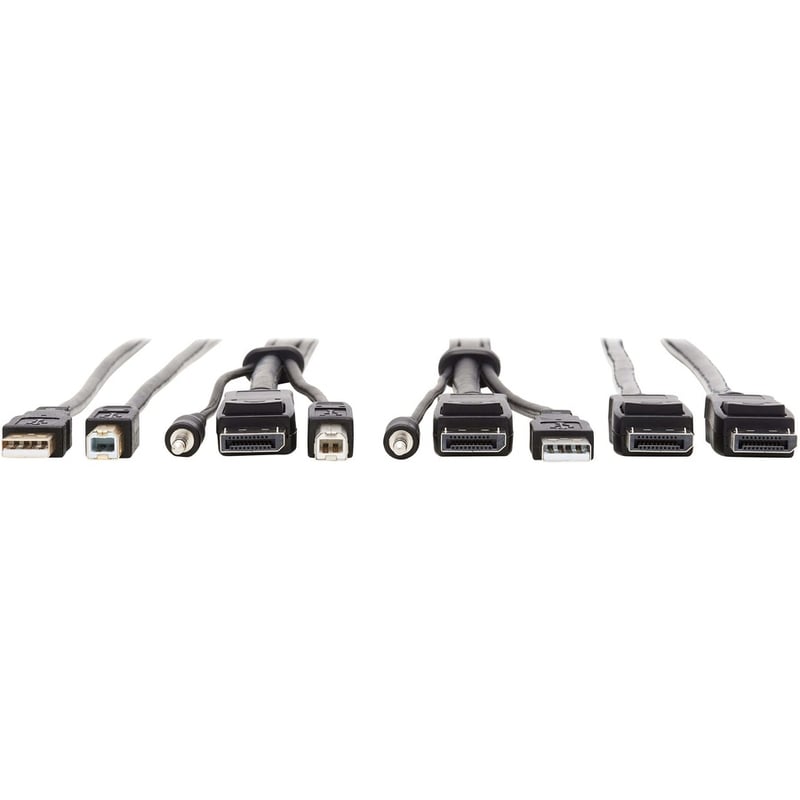 Tripp Lite by Eaton DisplayPort KVM Cable Kit - DP USB 3.5 mm Audio (3xM/3xM) + USB (M/M) + DP (M/M) 4K 10 ft. (3.05 m) Black - Thumbnail 3