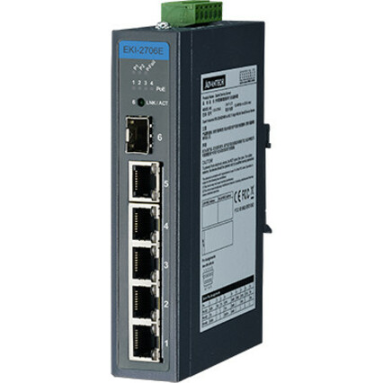 Advantech Ethernet Device, 4FE+1GE+1G SFP Unmanaged Ind. PoE Switch W/T - Thumbnail 3